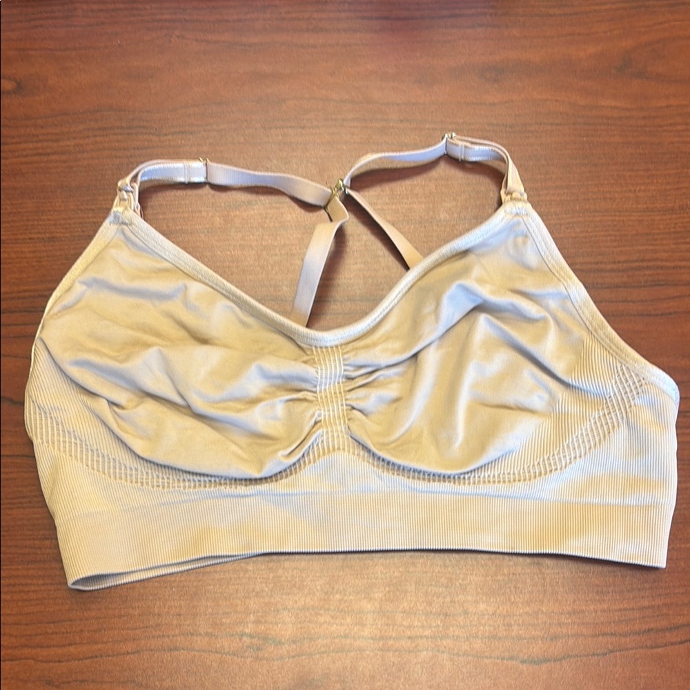 A Pea in the Pod Beige Nursing Bra with Adjustable Straps